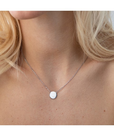 Necklace "Coin" in white gold (engraving possible) count02042 Onyx 45