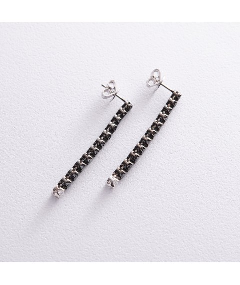 Gold earrings with black and white diamonds sb0440di Onyx