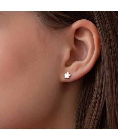 Gold earrings - studs "Flowers" s08762 Onix