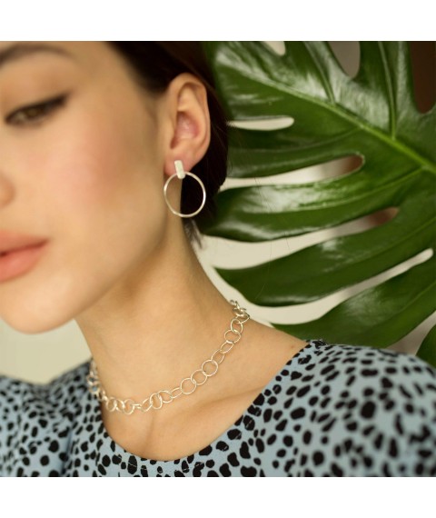 Silver earrings - studs "Confidence" 122765 Onyx