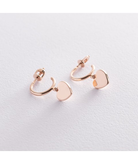 Gold earrings - studs "Hearts" s07332 Onix