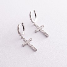 Срібні сережки "Хрестики" з фіанітами 40021.1 Онікс