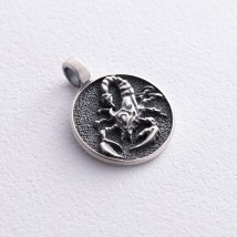 Silver pendant "Scorpio" with blackening (pendant for choker) 1106p Onyx