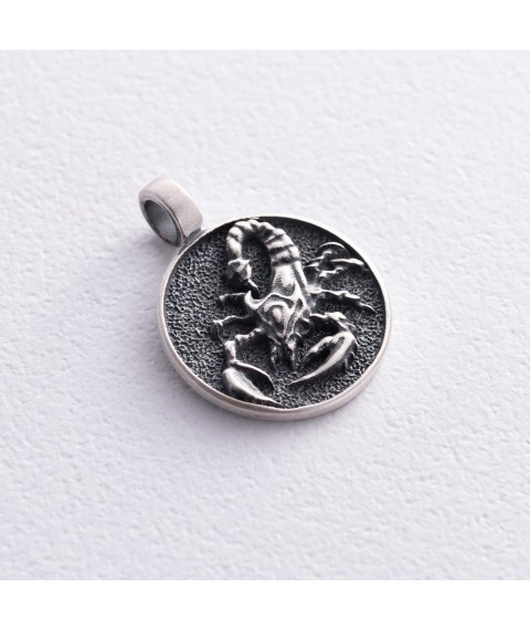 Silver pendant "Scorpio" with blackening (pendant for choker) 1106p Onyx