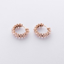 Сережки - кільця "Gemma" у червоному золоті с08701 Онікс