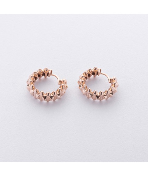 Сережки - кільця "Gemma" у червоному золоті с08701 Онікс