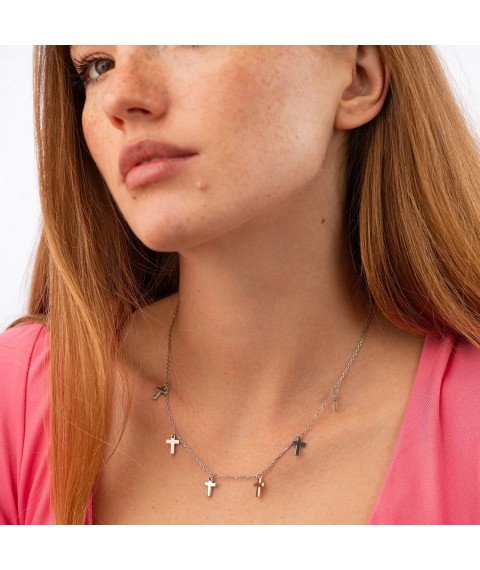Серебряное колье Крестики 18950 Онікс  44