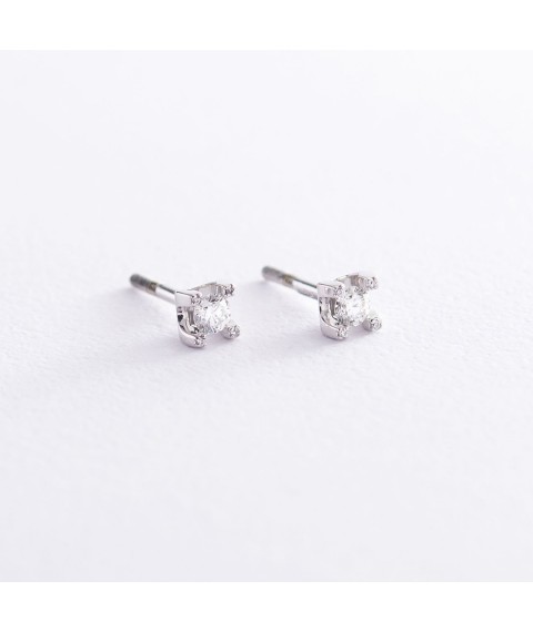 Gold earrings - studs with diamonds s2723 Onyx