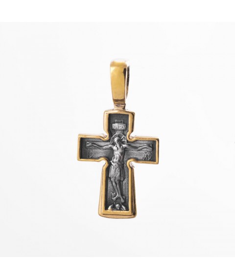 Silver cross with gilding "Crucifixion. Prayer "Lord, have mercy" 131670 Onyx