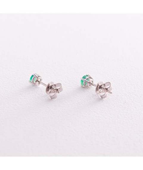 Gold earrings - studs with emeralds sb0429gl Onyx