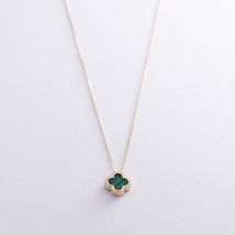 Necklace "Clover" in yellow gold (malachite) coll01693 Onix 45