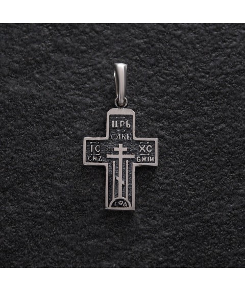 Срібний хрест з чорнінням 132773 Онікс