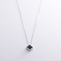 Necklace "Clover" in white gold (onyx) coll01692 Onyx 45