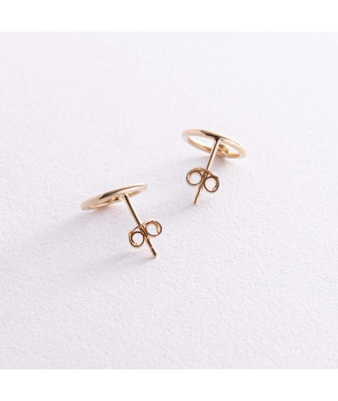 Gold earrings - studs "Cycle" with cubic zirconia s08354 Onyx