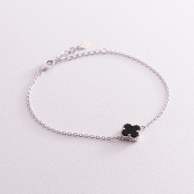 Silver bracelet "Clover" (onyx) 141037 Onyx 21