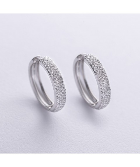 Сережки - кільця з діамантами (біле золото) 331001121 Онікс