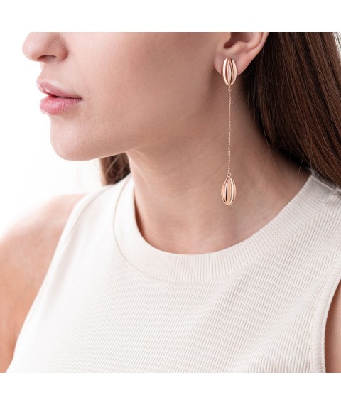 Gold earrings "Elizabeth" on a chain 470151 Onyx