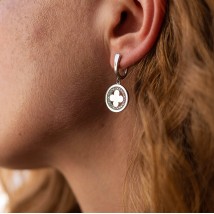 Earrings "Clover" in white gold (white cubic zirconia) s07688 Onyx