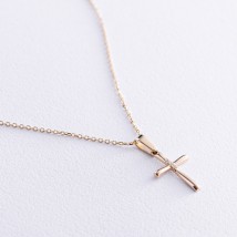 Gold necklace "Cross" with cubic zirconia col02202 Onix 45