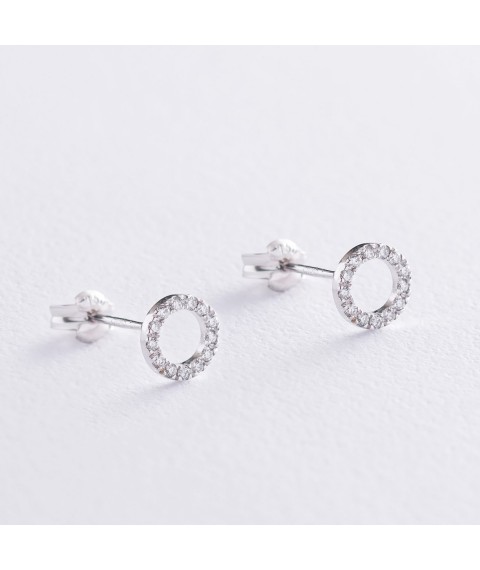 Gold earrings - studs with diamonds sb0333di Onyx