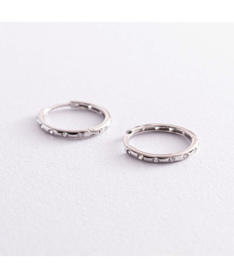 Серебряные серьги - кольца с фианитами 4907 Онікс