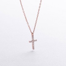 Necklace "Cross" in red gold (diamonds) flask0133m Onix 45