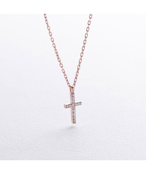 Necklace "Cross" in red gold (diamonds) flask0133m Onix 45