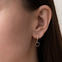 Earrings "Hearts" in yellow gold (enamel) s07174 Onyx