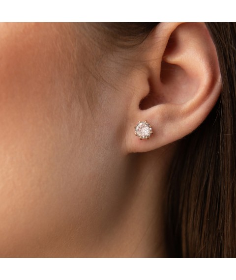 Gold stud earrings with cubic zirconia s05185 Onyx