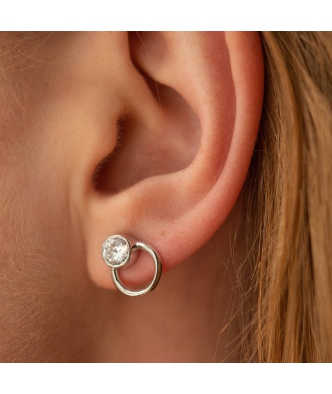Earrings - studs "April" with cubic zirconia (white gold) s08495 Onyx