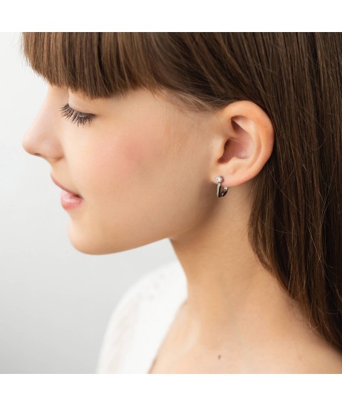 Children's silver earrings with cubic zirconia 5950 Onyx