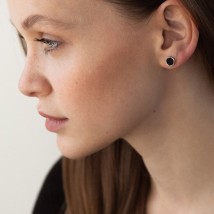 Silver earrings - studs (onyx) 077210 Onyx
