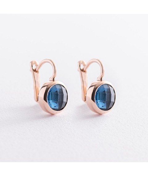 Gold earrings (blue cubic zirconia) s07461 Onyx
