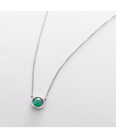 Necklace with green onyx in silver 18845 Onyx 40