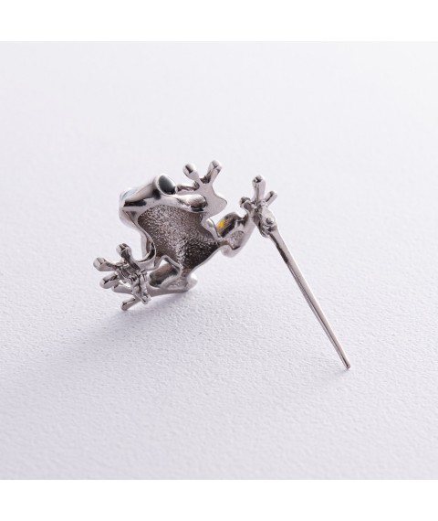 Silver brooch "Ukrainian frog" with 414 Onyx enamel