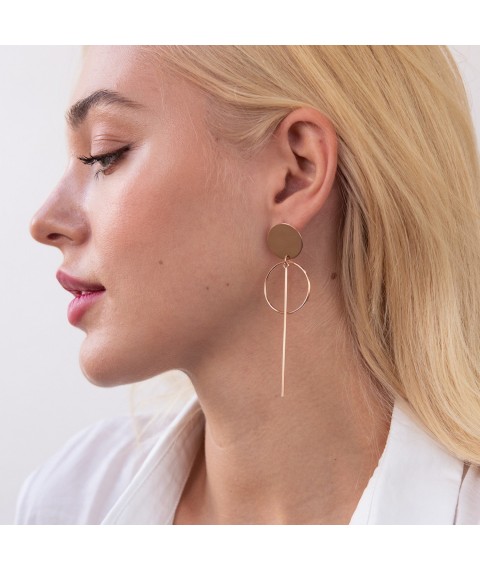 Gold earrings "Olivia" 470616 Onyx