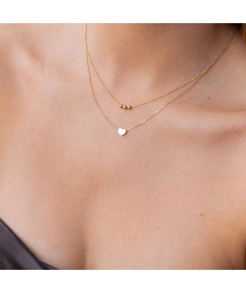 Double gold necklace "Balls and heart" count02301 Onix 45