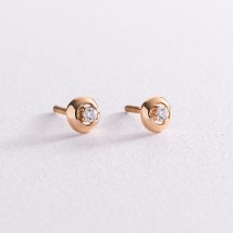 Gold stud earrings with cubic zirconia s04946 Onyx