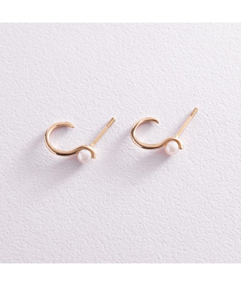 Earrings - studs "Miranda" in yellow gold (pearl) s07863 Onyx