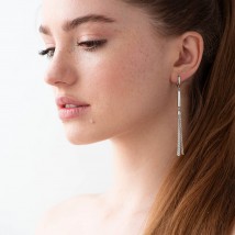 Dangling earrings in white gold s06880 Onyx