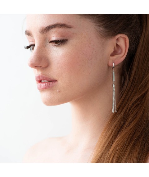 Dangling earrings in white gold s06880 Onyx