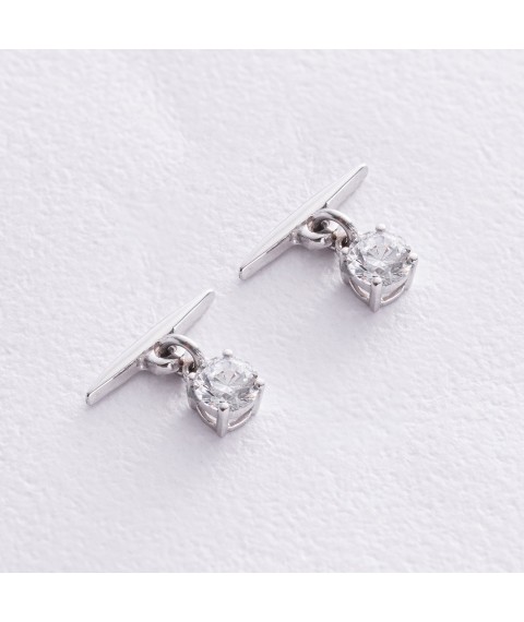 Earrings - studs "Ester" in white gold (cubic zirconia) s08597 Onyx