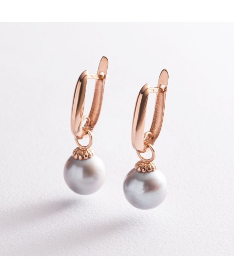 Gold earrings with pearls s07530 Onyx