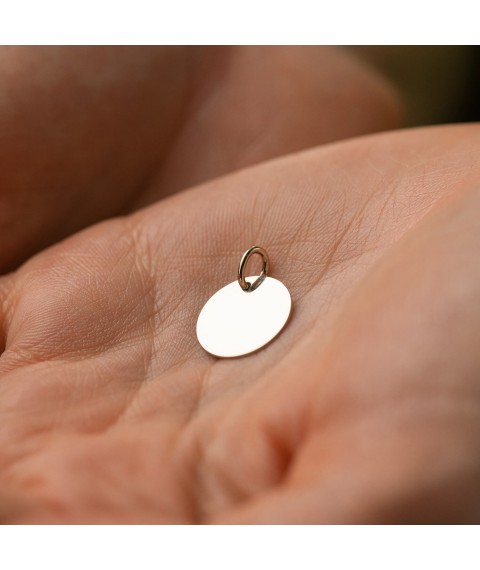 Pendant for engraving in white gold (14 mm) p03519 Onyx