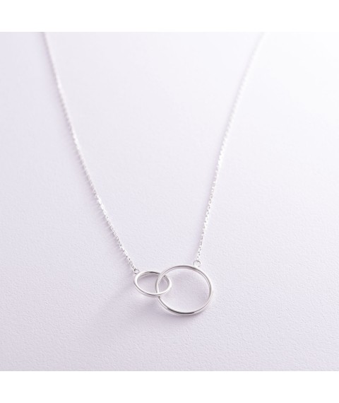 Silver necklace "Intersection of rings" 181049 Onyx 40
