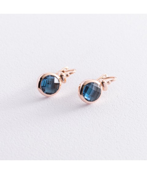 Gold earrings (blue cubic zirconia) s07458 Onyx