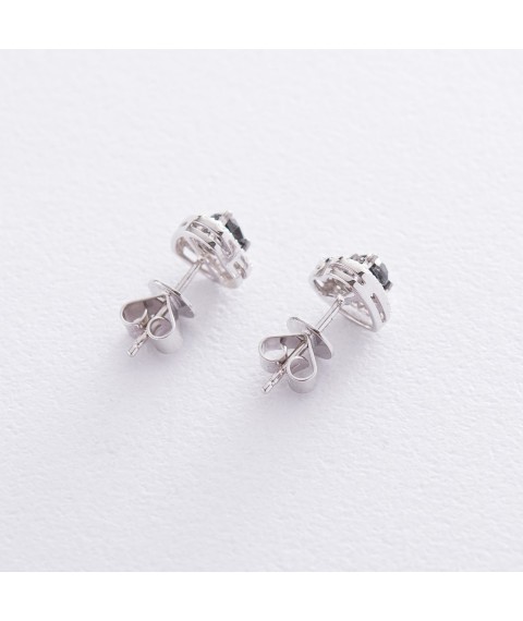 Gold stud earrings "Hearts" with diamonds sb0267ar Onyx