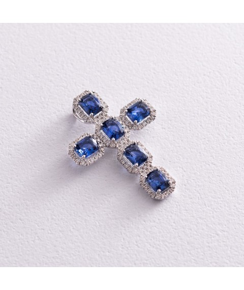 Gold cross with diamonds and sapphires pb0270nl Onyx