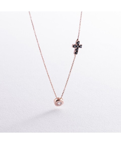 Gold necklace with a cross (cubic zirconia) count02112 Onyx 45