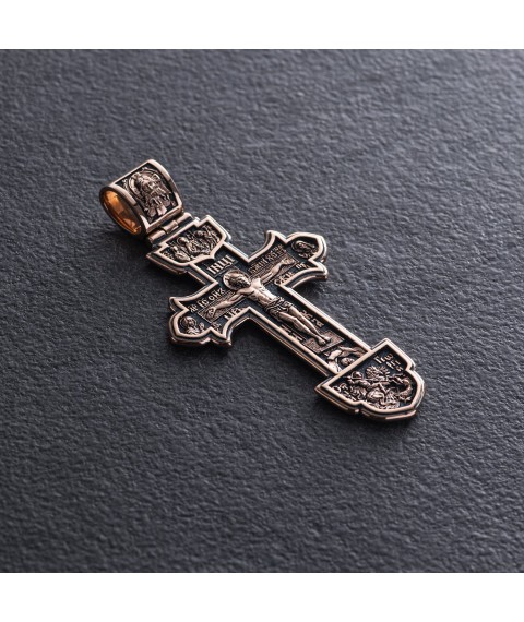 Golden cross "Crucifixion. Save and Preserve" (blackening) p03218 Onyx